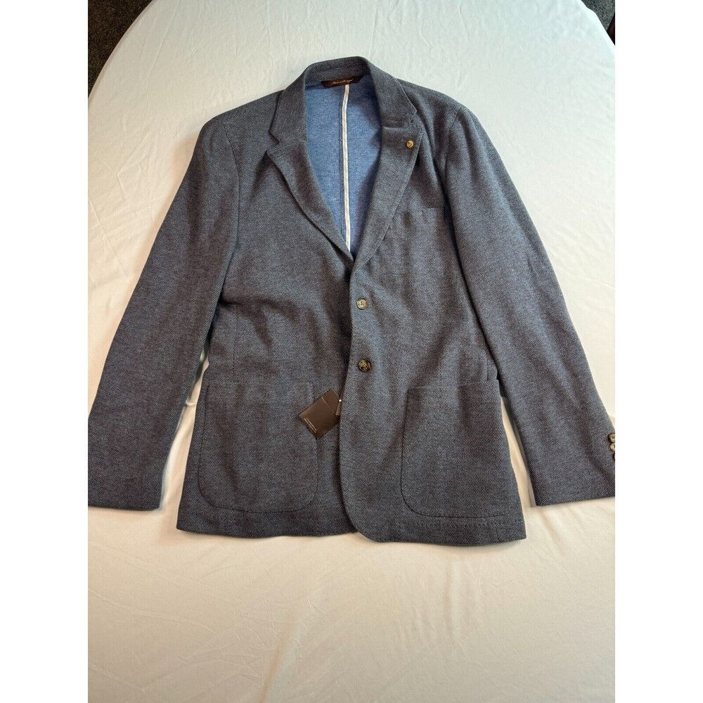 Robert Talbott Blazer Jacket Large Marin Gray 2 Button Purple 42R Stretch